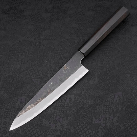 Gyuto White steel #2 Kurouchi Chokin Dragon Buffalo Ebony Handle 210mm-White steel #2-Kurouchi-Japanese Handle-[Musashi]-[Japanese-Kitchen-Knives]