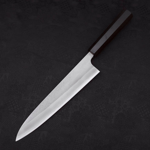 Gyuto White steel #2 Nashiji Ebony Handle 240mm-White steel #2-Nashiji-Japanese Handle-[Musashi]-[Japanese-Kitchen-Knives]