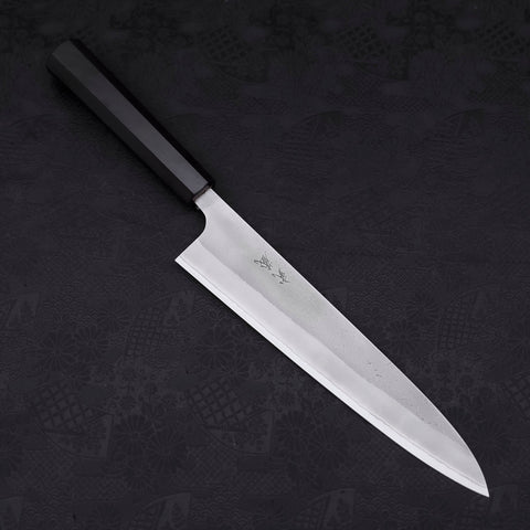 Gyuto White steel #2 Nashiji Ebony Handle 240mm-White steel #2-Nashiji-Japanese Handle-[Musashi]-[Japanese-Kitchen-Knives]