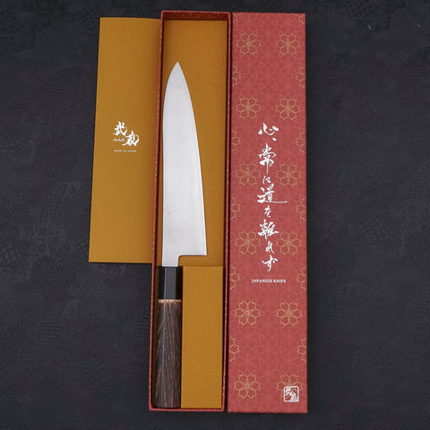 Gyuto ZDP-189 Polished Buffalo Chestnuts Handle 210mm-Polished-ZDP-189-Japanese Handle-[Musashi]-[Japanese-Kitchen-Knives]