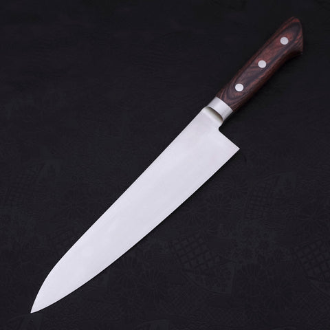 Gyuto knife AUS-8 Polished Western Mahogany Handle 210mm-AUS-8-Polished-Western Handle-[Musashi]-[Japanese-Kitchen-Knives]