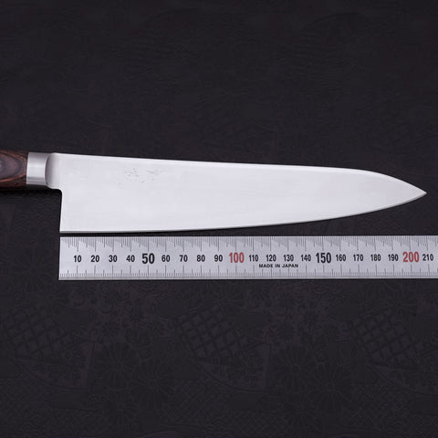 Gyuto knife AUS-8 Polished Western Mahogany Handle 210mm-AUS-8-Polished-Western Handle-[Musashi]-[Japanese-Kitchen-Knives]