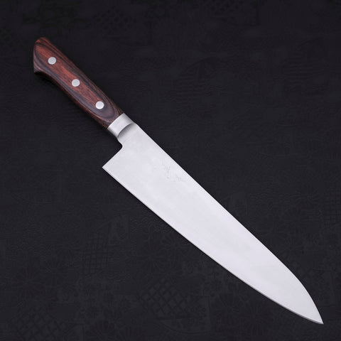 Gyuto knife AUS-8 Polished Western Mahogany Handle 210mm-AUS-8-Polished-Western Handle-[Musashi]-[Japanese-Kitchen-Knives]