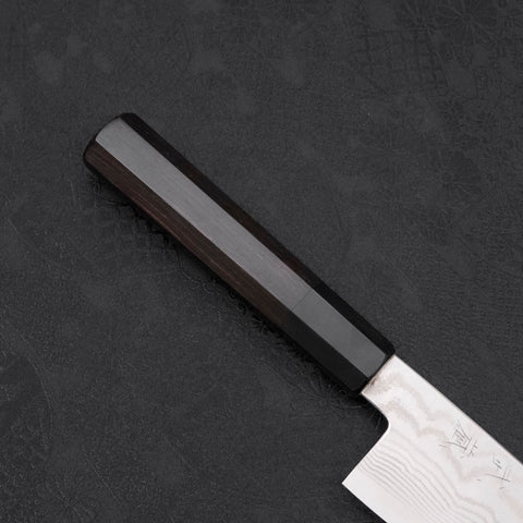 Santoku Silver Steel #3 Nickel Damascus Buffalo Ebony Handle 165mm