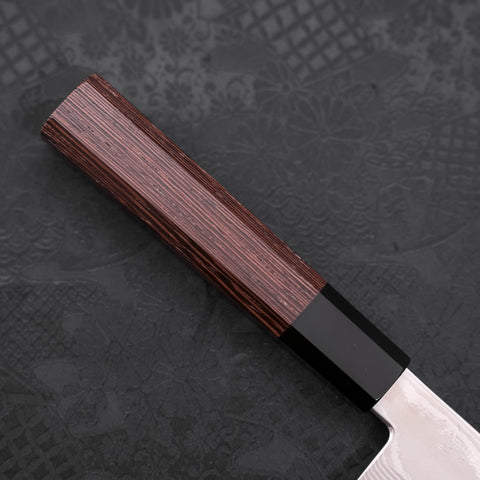 Santoku Silver Steel #3 Damascus Buffalo Wenge Handle 180mm