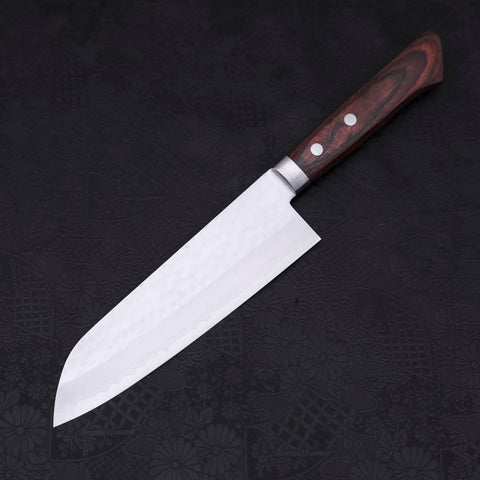 Santoku VG-1 Tsuchime Western Tsuba Mahogany Handle 165mm