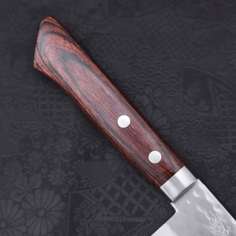 Santoku VG-1 Tsuchime Western Tsuba Mahogany Handle 165mm