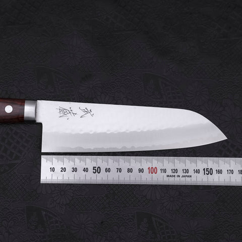 Santoku VG-1 Tsuchime Western Tsuba Mahogany Handle 165mm