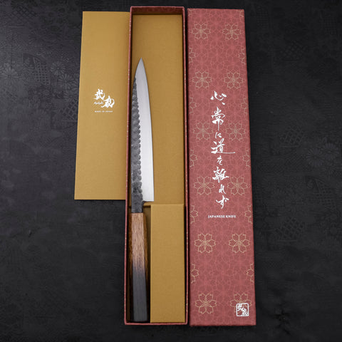 Yanagiba Blue steel #2 Kurouchi Tsuchime Yaki Urushi Handle 210mm