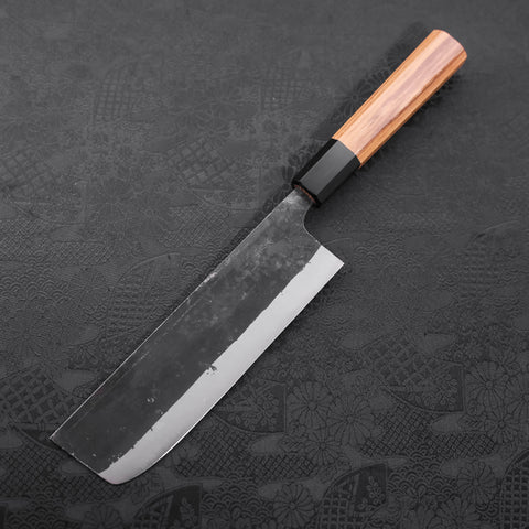 Nakiri Blue steel #2 Kurouchi Buffalo Teak Handle 165mm