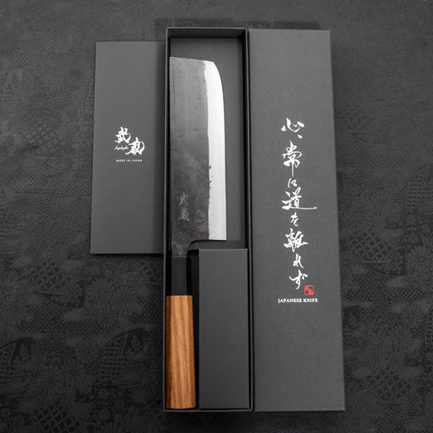 Nakiri Blue steel #2 Kurouchi Buffalo Teak Handle 165mm