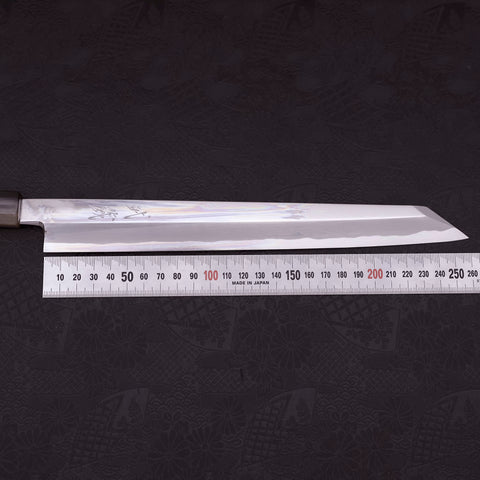 切付柳刃 青紙1號鋼 霞 黑檀水牛柄 270mm