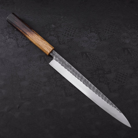 Yanagiba Blue steel #2 Kurouchi Tsuchime Mango de Nogal 240mm