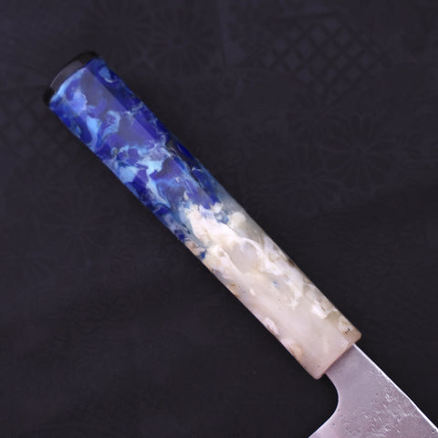 Santoku Silver Steel #3 Nashiji Ocean Blue White Handle 165mm