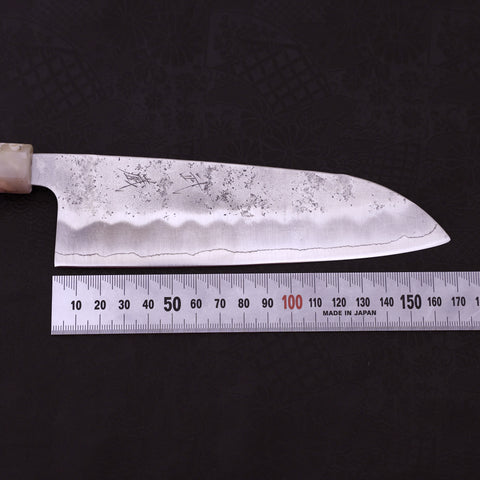 Santoku Silver Steel #3 Nashiji Ocean Blue White Handle 165mm