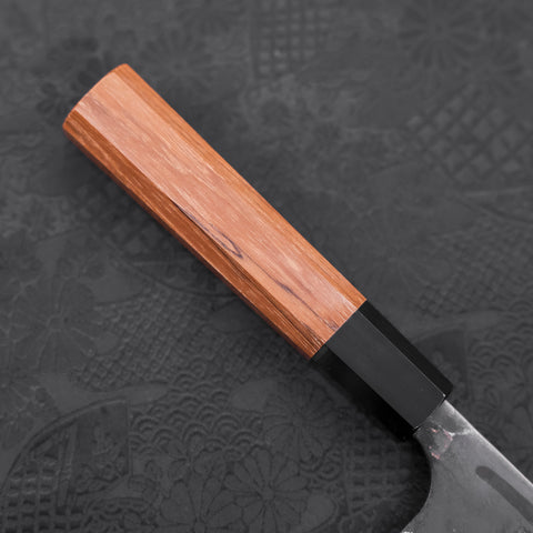 Santoku Blue steel #2 Kurouchi Damascus Buffalo Teak Handle 165mm