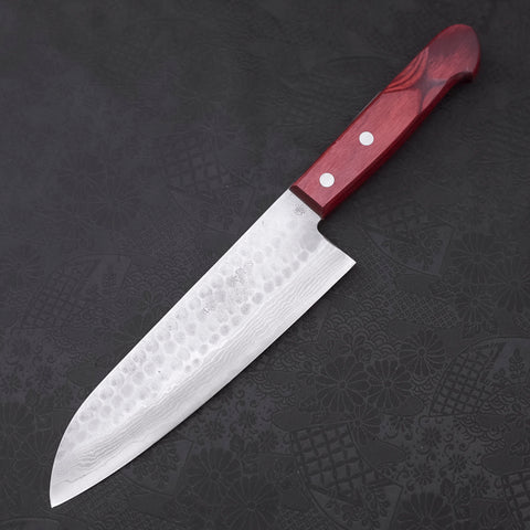 Santoku VG-10 Tsuchime Damascus Western Red Handle 180mm