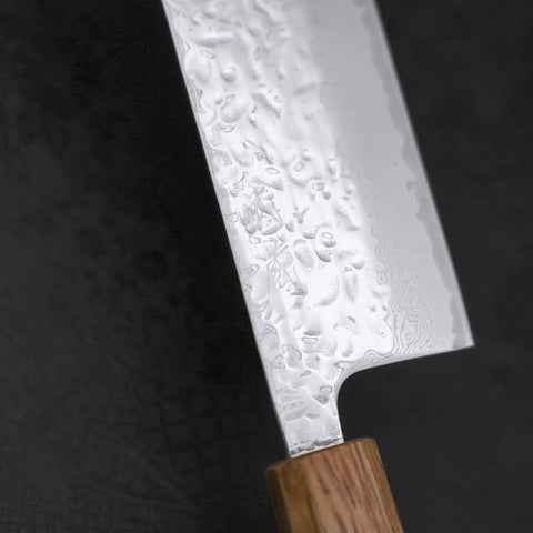 Nakiri AUS-10 Mirror Tsuchime Damascus Yaki Urushi Handle 165mm