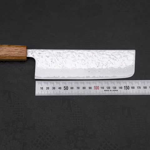 Nakiri AUS-10 Mirror Tsuchime Damascus Yaki Urushi Handle 165mm