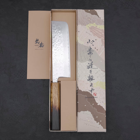 Nakiri AUS-10 Mirror Tsuchime Damascus Yaki Urushi Handle 165mm