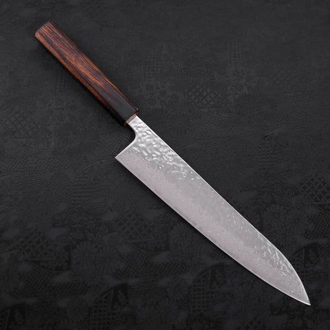 Gyuto AUS-10 Mirror Tsuchime Damascus Sumi Urushi Handle 240mm