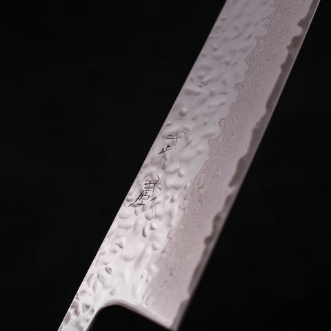 Gyuto AUS-10 Mirror Tsuchime Damascus Sumi Urushi Handle 240mm