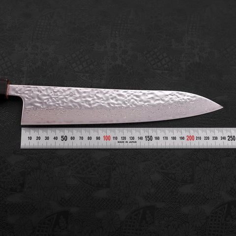 Gyuto AUS-10 Mirror Tsuchime Damascus Sumi Urushi Handle 240mm