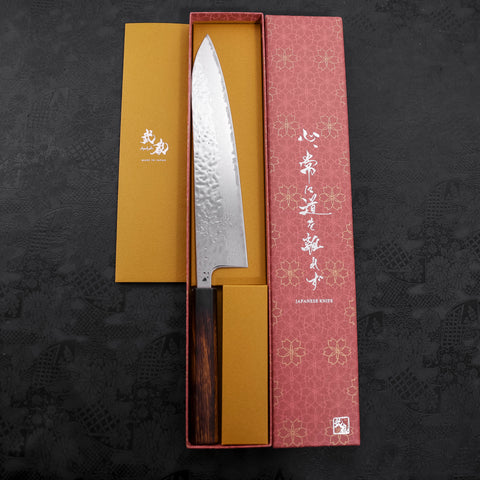 Gyuto AUS-10 Mirror Tsuchime Damascus Sumi Urushi Handle 240mm