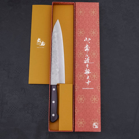 Gyuto Silver Steel #3 Nashiji Western Purple Handle 210mm