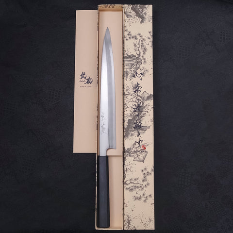 柳刃 青紙2號鋼 霞 燦藍柄 270mm