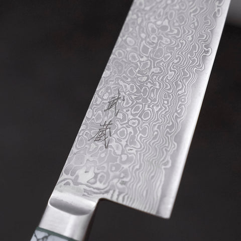 Santoku VG-10 Black Damascus Karin Turquoise Handle 180mm