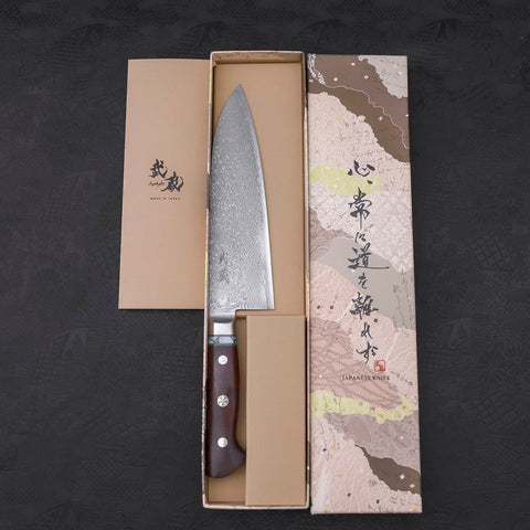 Santoku VG-10 Black Damascus Karin Turquoise Handle 180mm