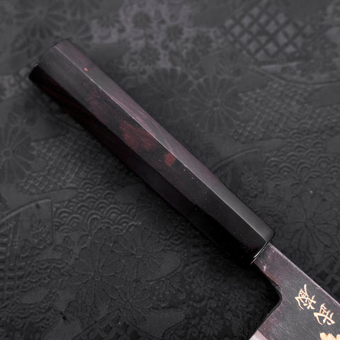 Nakiri Blue steel #2 Kurouchi Chokin Sakura Five Story Pagoda Buffalo Ebony Handle 165mm