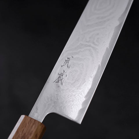 切付 AUS-10不鏽鋼 大馬士革 燦藍柄 210mm