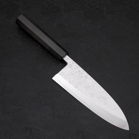 Deba Blue steel #2 Suminagashi Buffalo Ebony Handle 180mm