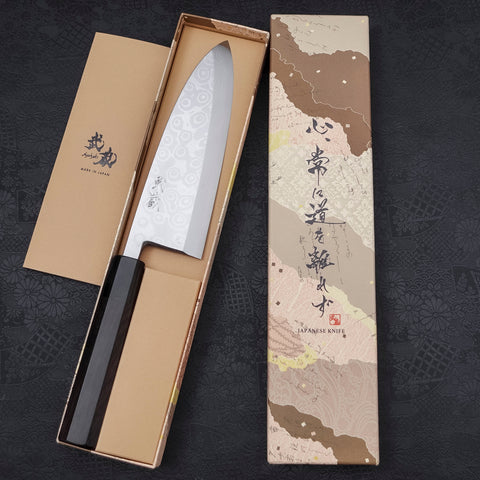 Deba Blue steel #2 Suminagashi Buffalo Ebony Handle 180mm