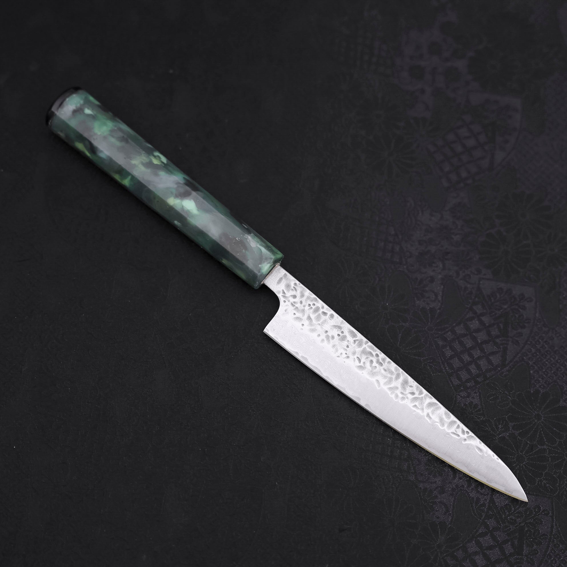 Petty AUS-10 Tsuchime Damascus Ocean Green Handle 135mm