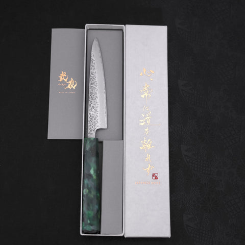 Petty AUS-10 Tsuchime Damascus Ocean Green Handle 135mm