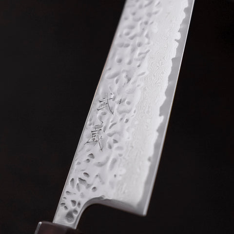 Gyuto AUS-10 Mirror Tsuchime Damascus Purple Urushi Handle 210mm