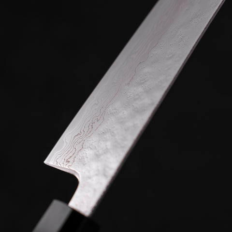 Gyuto AUS-10 Mirror Tsuchime Damascus Buffalo Teak Handle 210mm