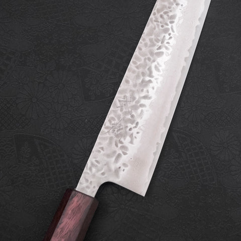 Kiritsuke AUS-10 Tsuchime Damascus Purple Urushi Handle 210mm