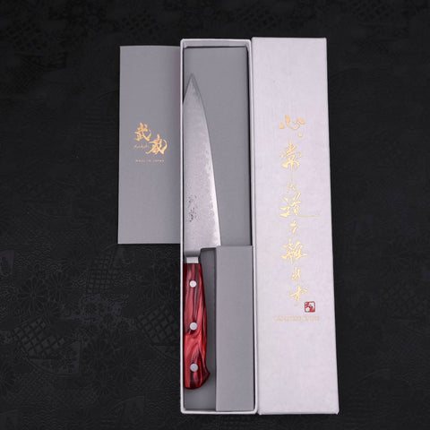 Kiritsuke Petty VG-10 Damascus Red Handle 150mm