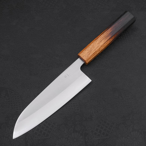 Santoku White steel #1 Polished Yaki Urushi Handle 165mm