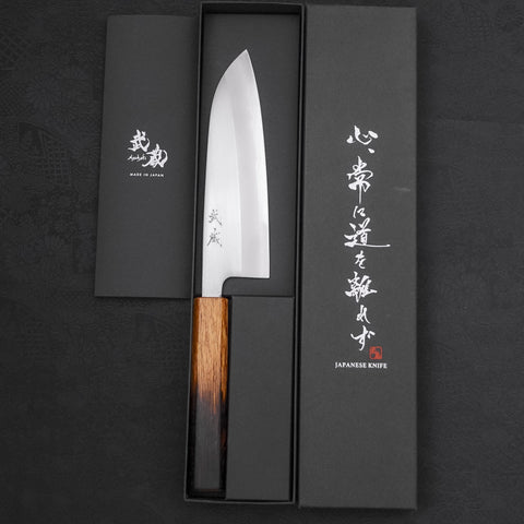 Santoku White steel #1 Polished Yaki Urushi Handle 165mm