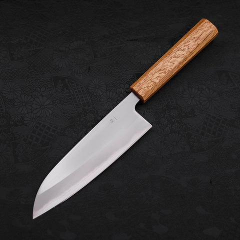 Santoku White steel #1 Polished Oak Handle 165mm