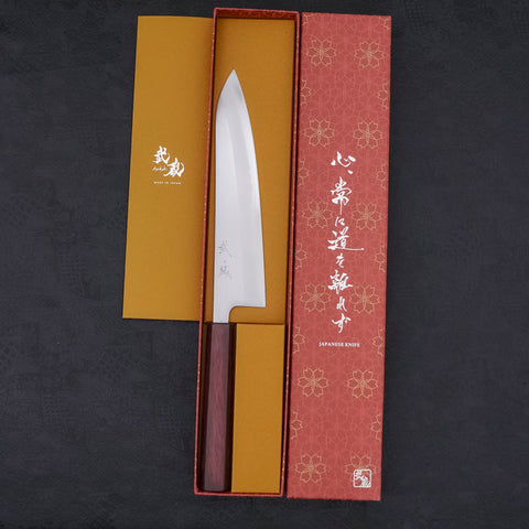 Gyuto White steel #1 Polished Purple Urushi Handle 210mm