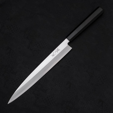 Yanagiba Zurdo Silver Steel #3 Kasumi Mango de Ébano con Búfalo 240mm