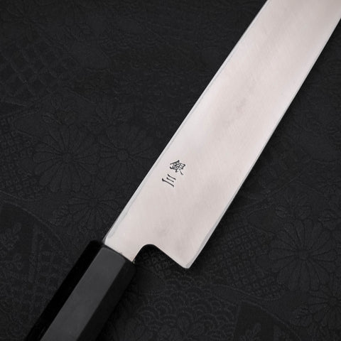 Yanagiba Zurdo Silver Steel #3 Kasumi Mango de Ébano con Búfalo 240mm