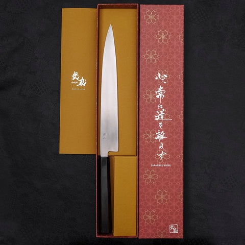 Yanagiba Zurdo Silver Steel #3 Kasumi Mango de Ébano con Búfalo 240mm