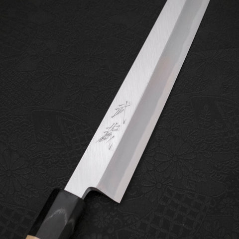 Yanagi Kiritsuke White steel #2 Kasumi Buffalo Magnolia Handle 240mm